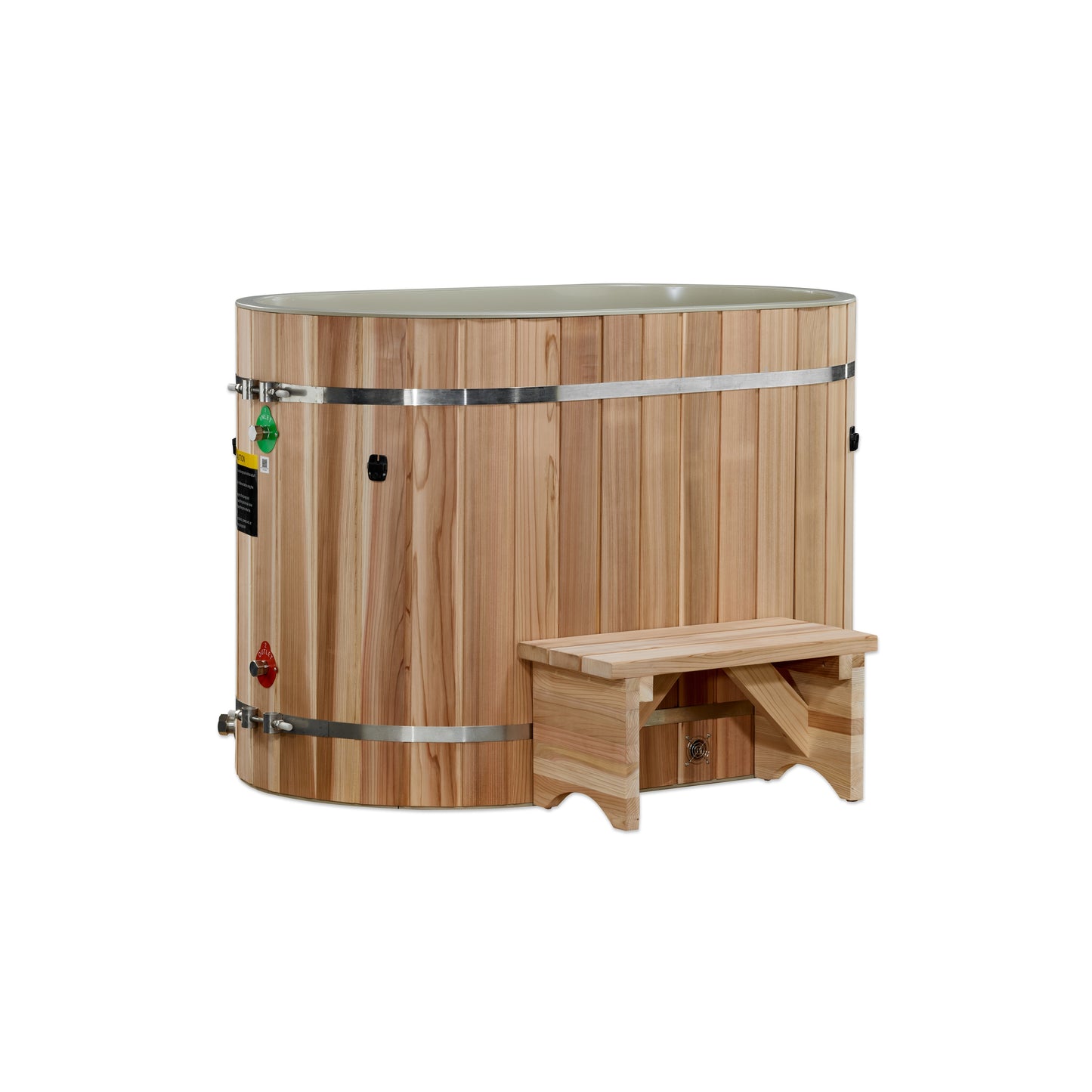 Dynamic Cold Therapy Oval Barrel Cold Plunge Tub with Pacific Cedar Exterior - 3/4 IN-OUT without Motor