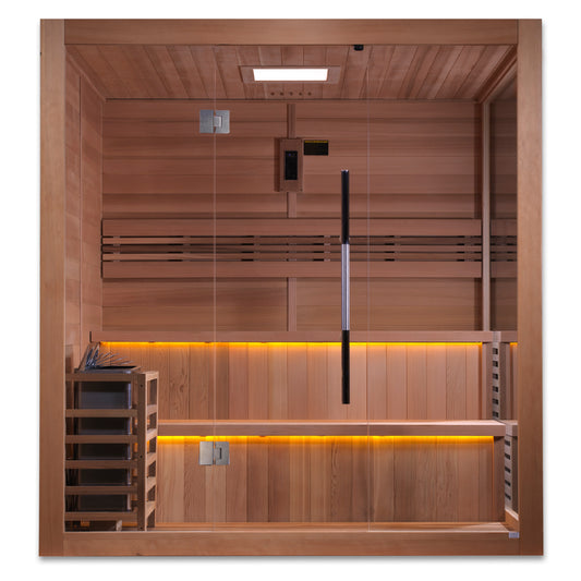 Golden Designs "Kuusamo Edition" 6-Person Indoor Traditional Sauna — Canadian Red Cedar Interior