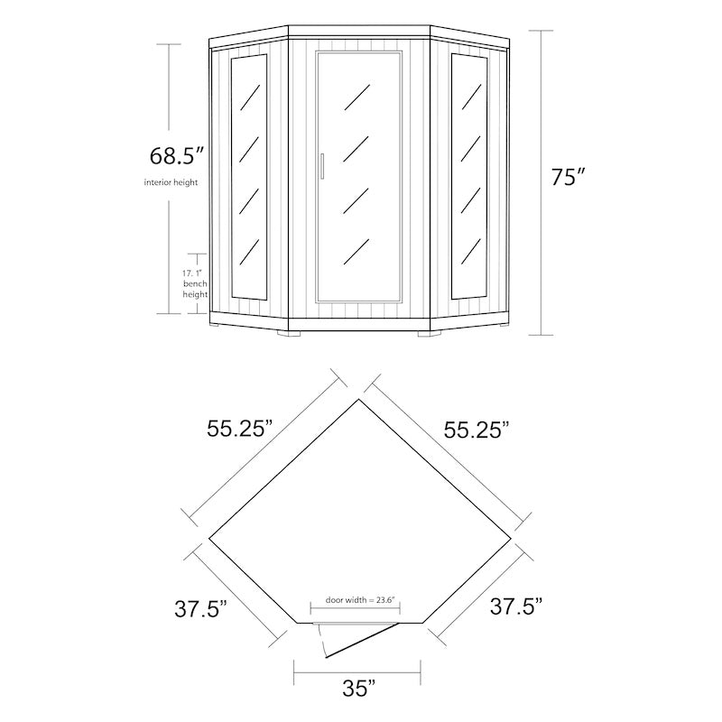 HeatWave Sonoma 3-Person Hemlock Infrared Corner Sauna with 7 Carbon Heaters