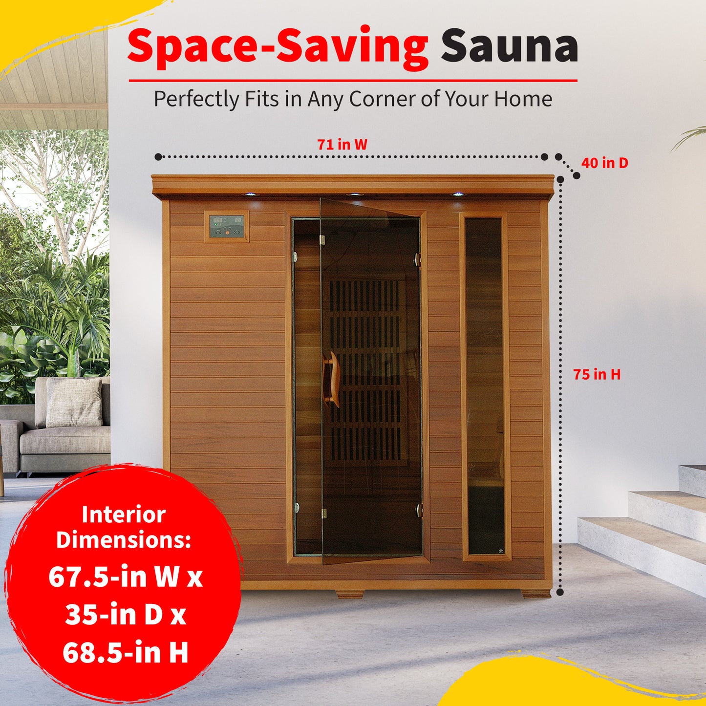 HeatWave Klondike 4-Person Cedar Infrared Sauna with 9 Carbon Heaters