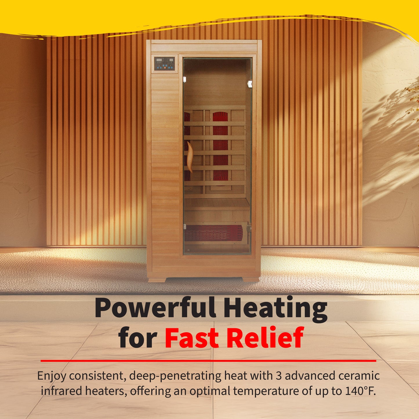 HeatWave Buena Vista 1-2 Person Hemlock Infrared Sauna with 3 Ceramic Heaters