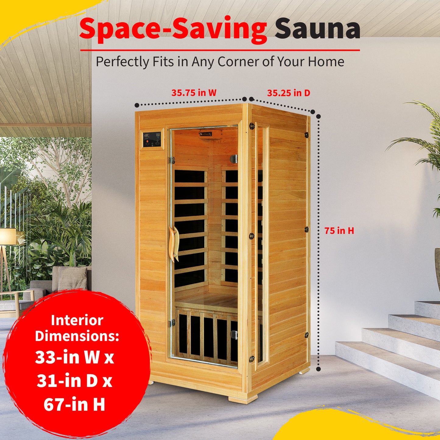 HeatWave Buena Vista 1-2 Person Hemlock Infrared Sauna with 4 Carbon Heaters