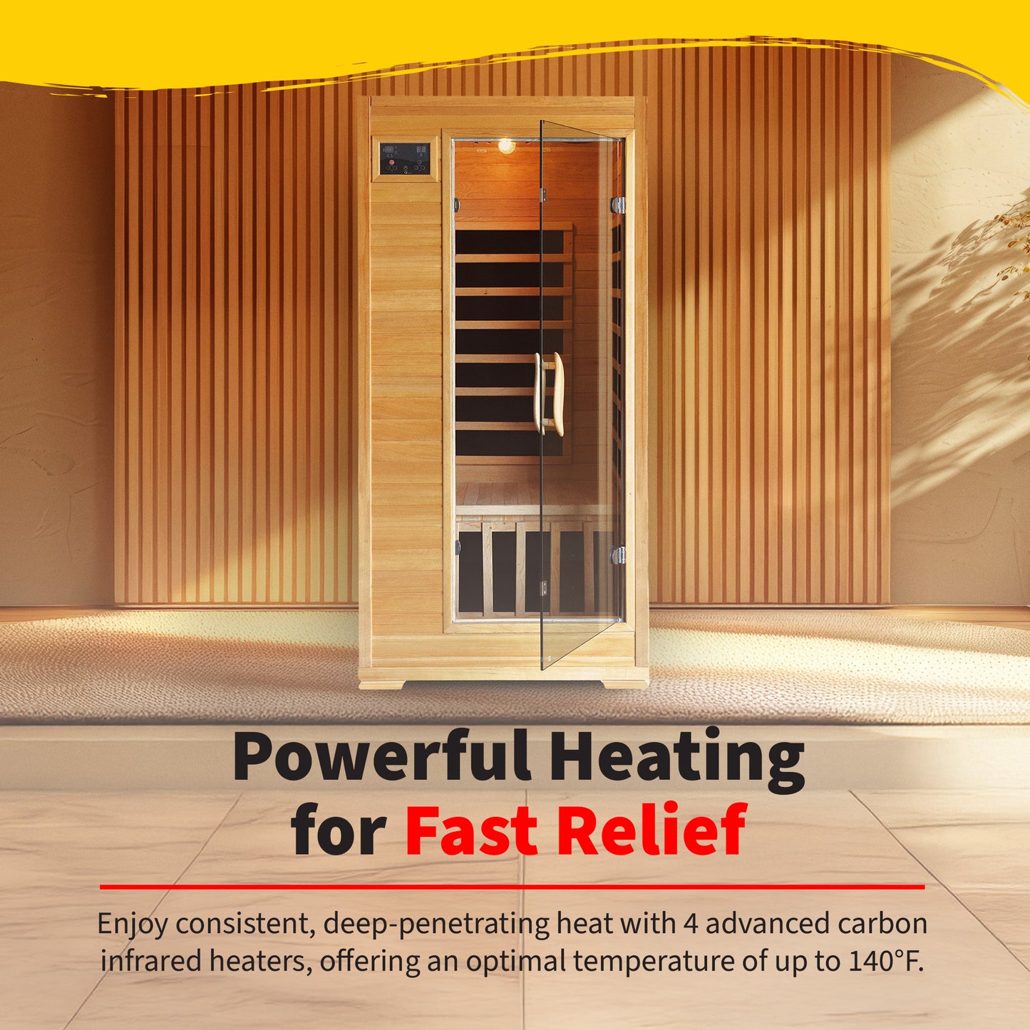 HeatWave Buena Vista 1-2 Person Hemlock Infrared Sauna with 4 Carbon Heaters