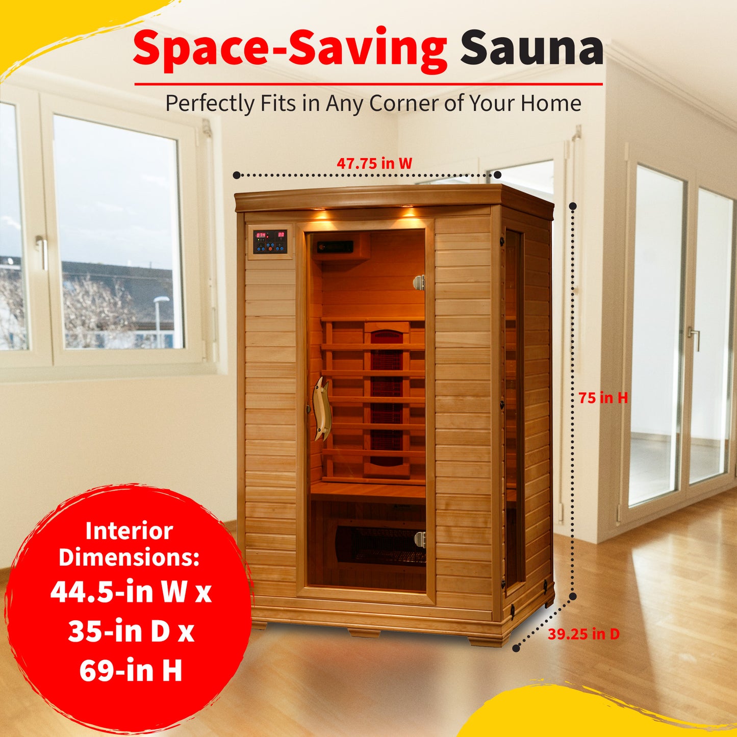 HeatWave Coronado 2-Person Hemlock Infrared Sauna with 5 Ceramic Heaters