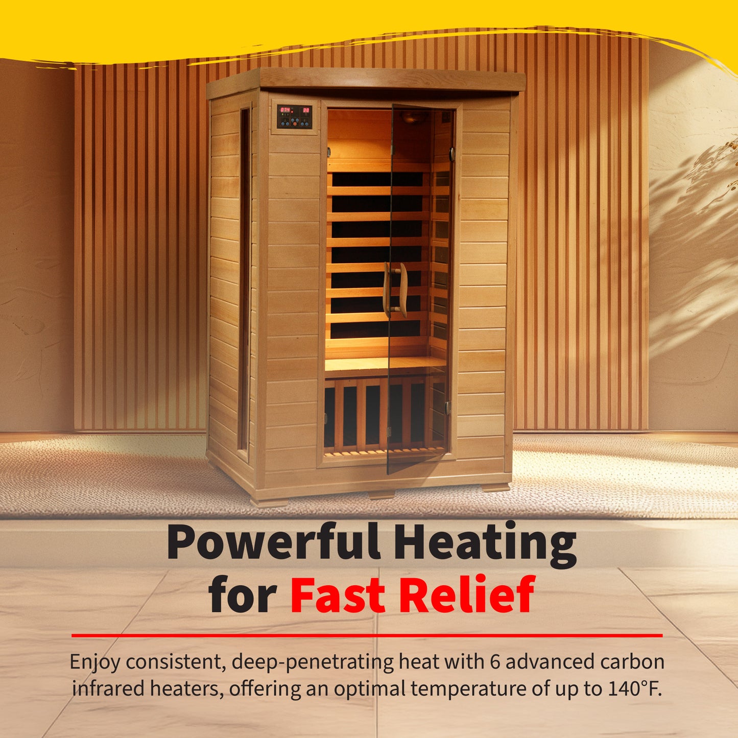 HeatWave Coronado 2-Person Hemlock Deluxe Infrared Sauna with 6 Carbon Heaters