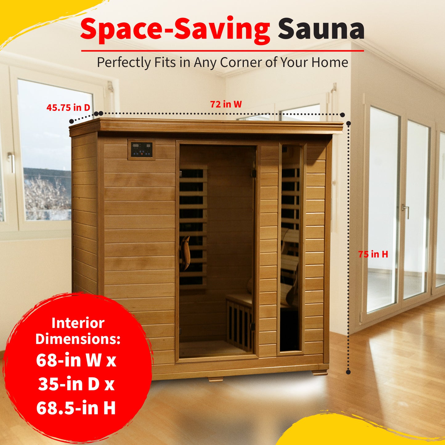 HeatWave Monticello 4-Person Hemlock Infrared Sauna with 9 Carbon Heaters