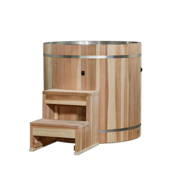 Dynamic Cold Therapy 304 Stainless Steel Barrel Cold Plunge Tub with Pacific Cedar Exterior