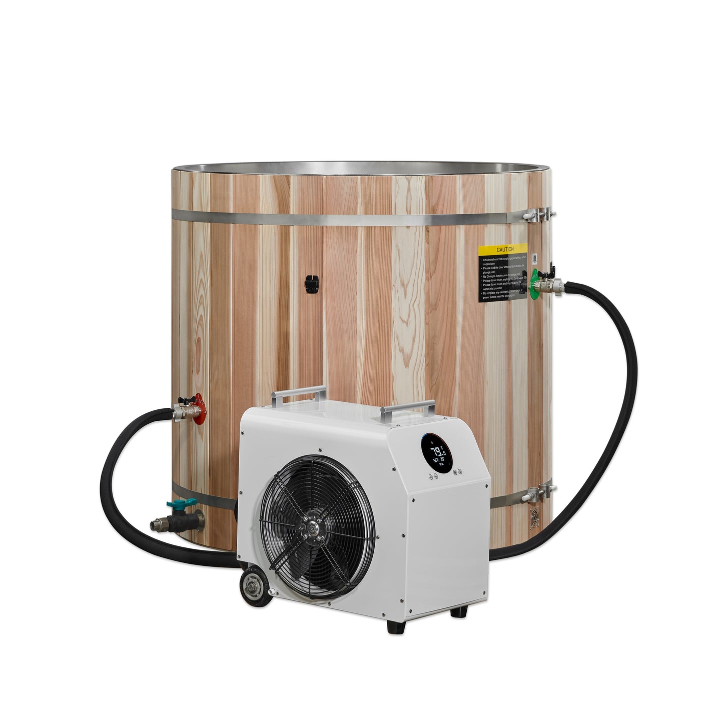 Dynamic Cold Therapy 304 Stainless Steel Barrel Cold Plunge Tub with Pacific Cedar Exterior