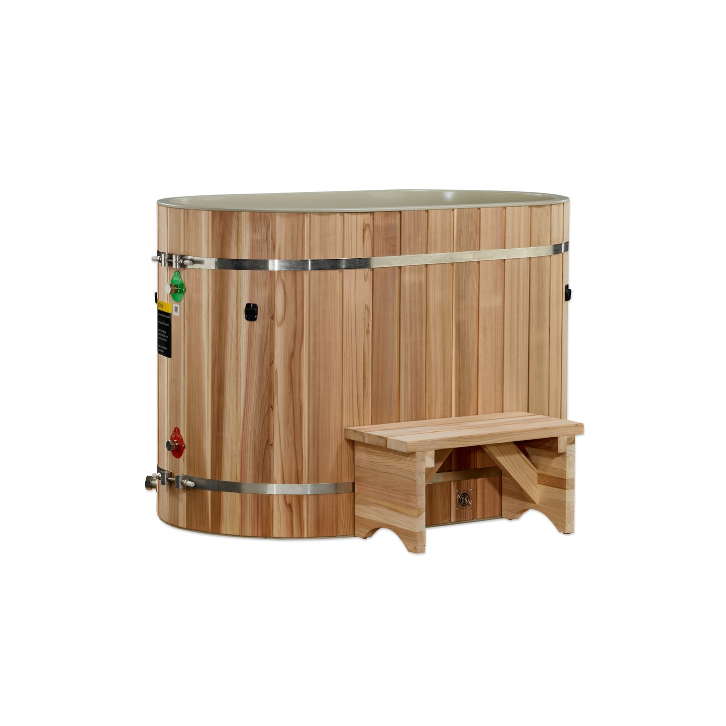 Dynamic Cold Therapy Oval Barrel Cold Plunge Tub with Pacific Cedar Exterior - 3/4 IN-OUT without Motor