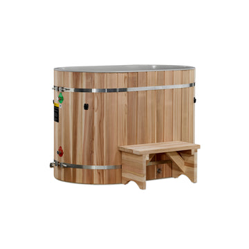 Dynamic Cold Therapy Oval Barrel Cold Plunge Tub with Pacific Cedar Exterior - 3/4 IN-OUT without Motor