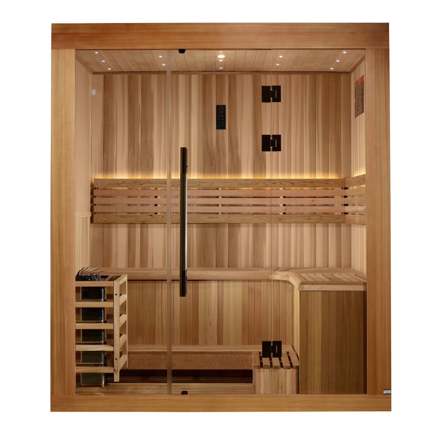 Golden Designs "Copenhagen Edition" 3-Person Traditional Steam Sauna — Canadian Red Cedar Interior