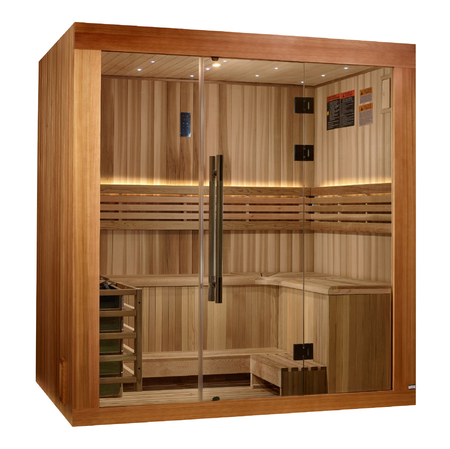 Golden Designs "Copenhagen Edition" 3-Person Traditional Steam Sauna — Canadian Red Cedar Interior