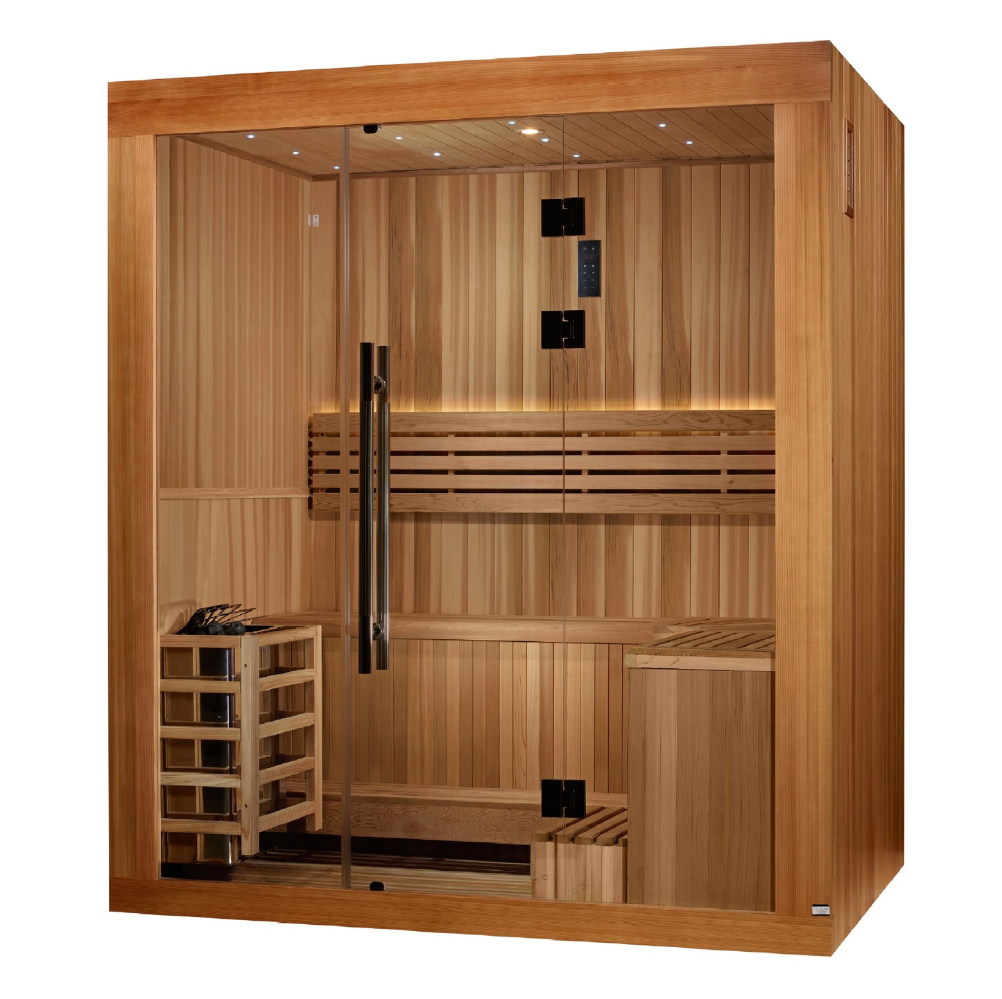 Golden Designs "Copenhagen Edition" 3-Person Traditional Steam Sauna — Canadian Red Cedar Interior