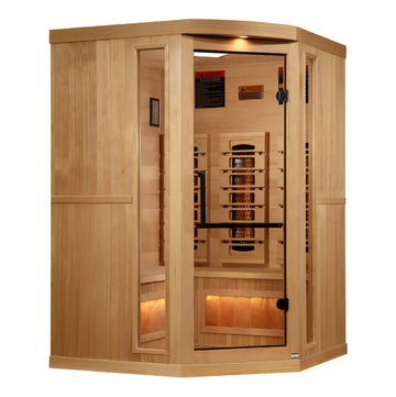 Golden Designs 2025 Full Spectrum 8000 Reserve Series 3-Person Corner Infrared Sauna with Himalayan Salt