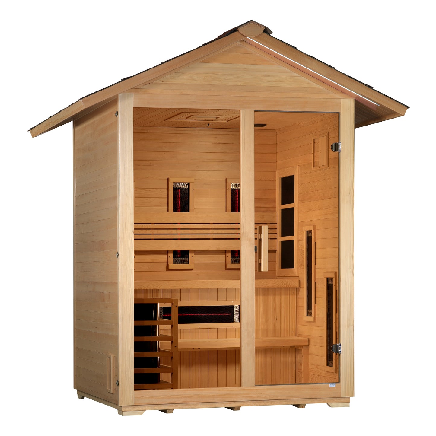 Golden Designs "Carinthia" 3-Person Hybrid Outdoor Sauna — Traditional Steam or Full Spectrum Infrared