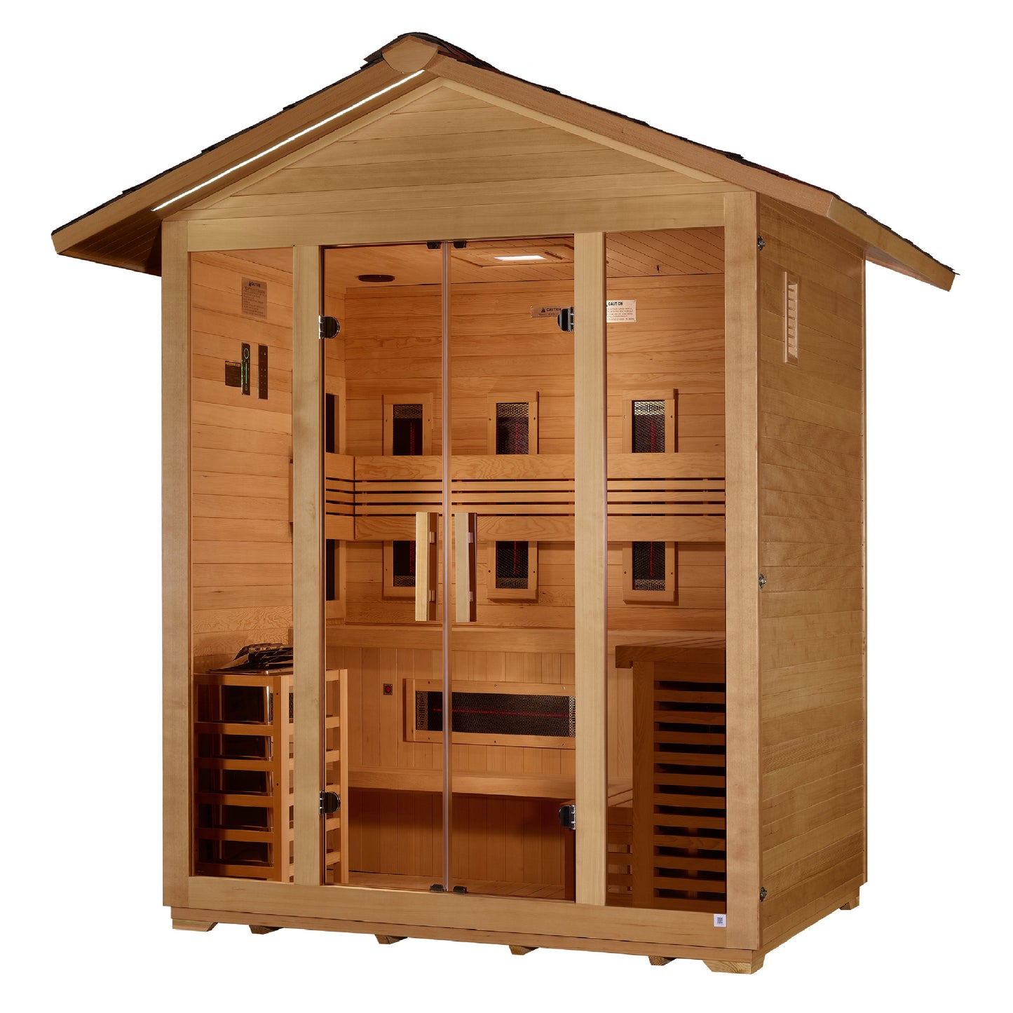 Golden Designs "Gargellen" 5-Person Hybrid Outdoor Sauna — Traditional Steam or Full Spectrum Infrared