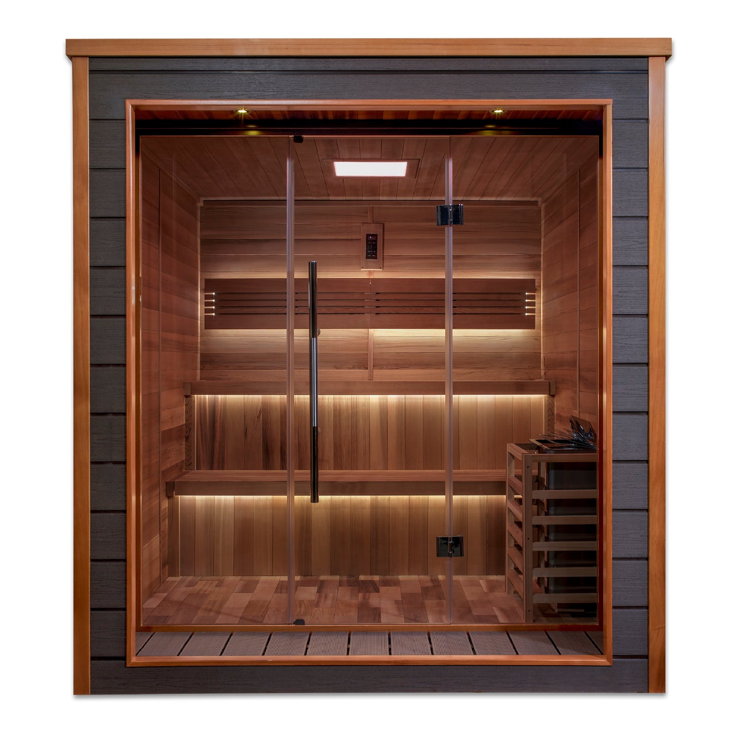 Golden Designs "Bergen" 6-Person Traditional Outdoor Sauna — All-Weather Exterior with Canadian Red Cedar Interior