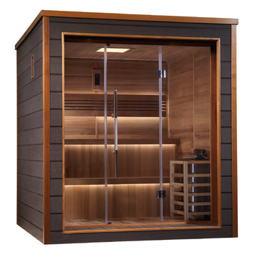 Golden Designs "Bergen" 6-Person Traditional Outdoor Sauna — All-Weather Exterior with Canadian Red Cedar Interior