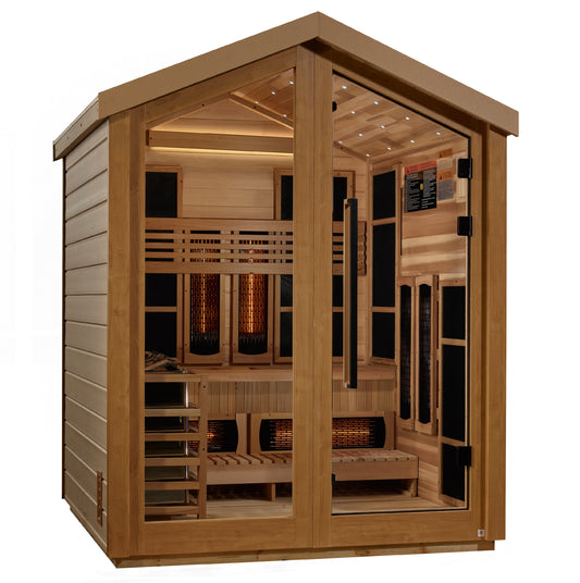 Golden Designs "Loviisa" 3-Person Barn Hybrid Outdoor Sauna — Traditional Steam or Full Spectrum Infrared