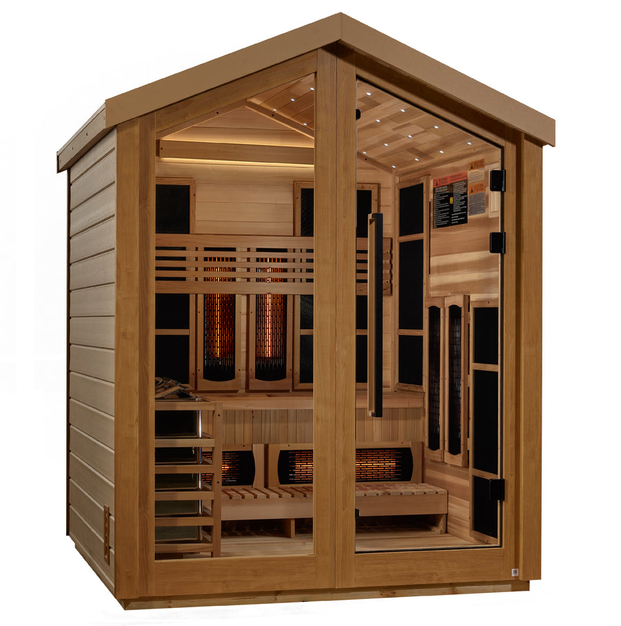 Golden Designs "Loviisa" 3-Person Barn Hybrid Outdoor Sauna — Traditional Steam or Full Spectrum Infrared