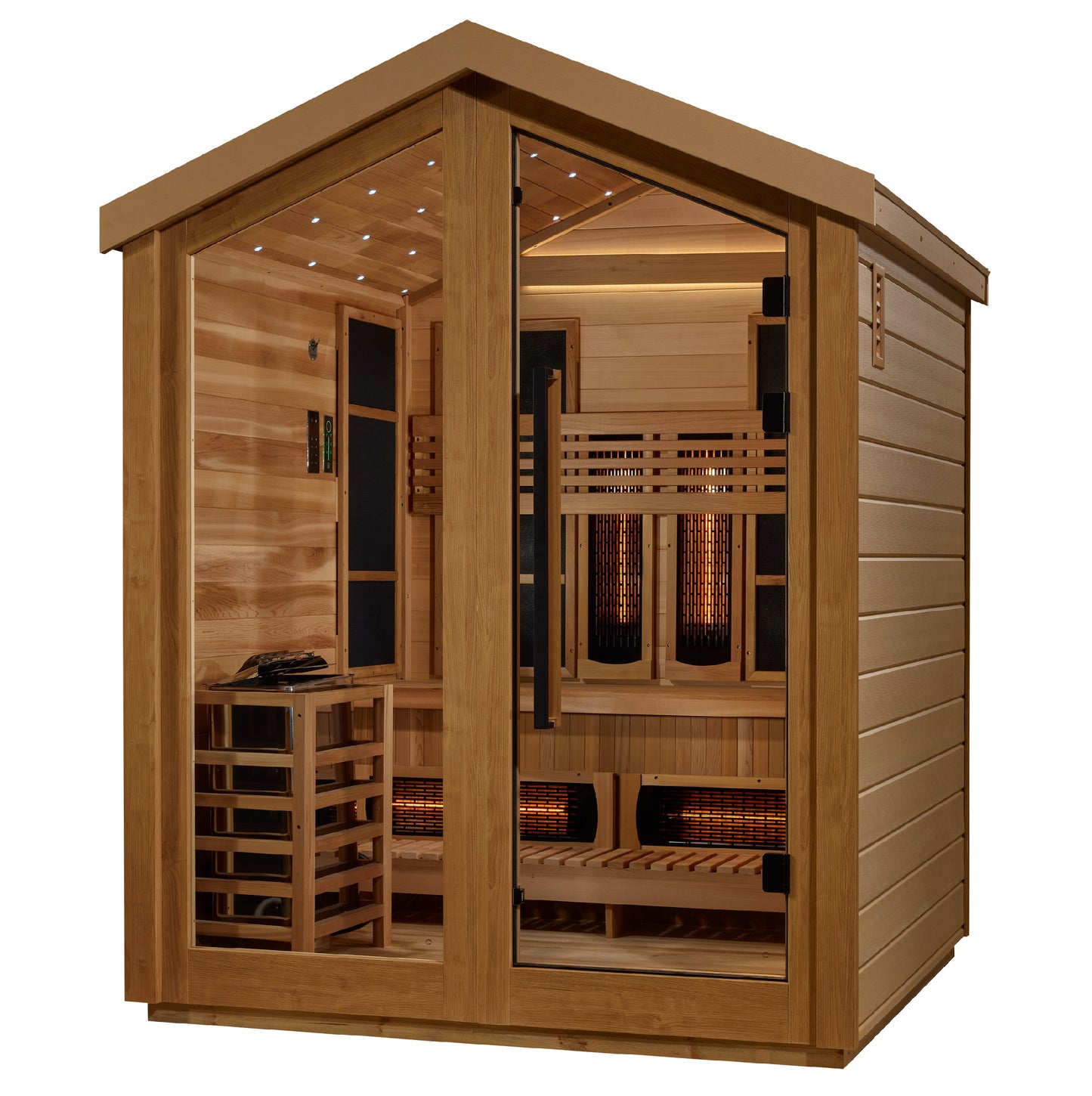 Golden Designs "Loviisa" 3-Person Barn Hybrid Outdoor Sauna — Traditional Steam or Full Spectrum Infrared