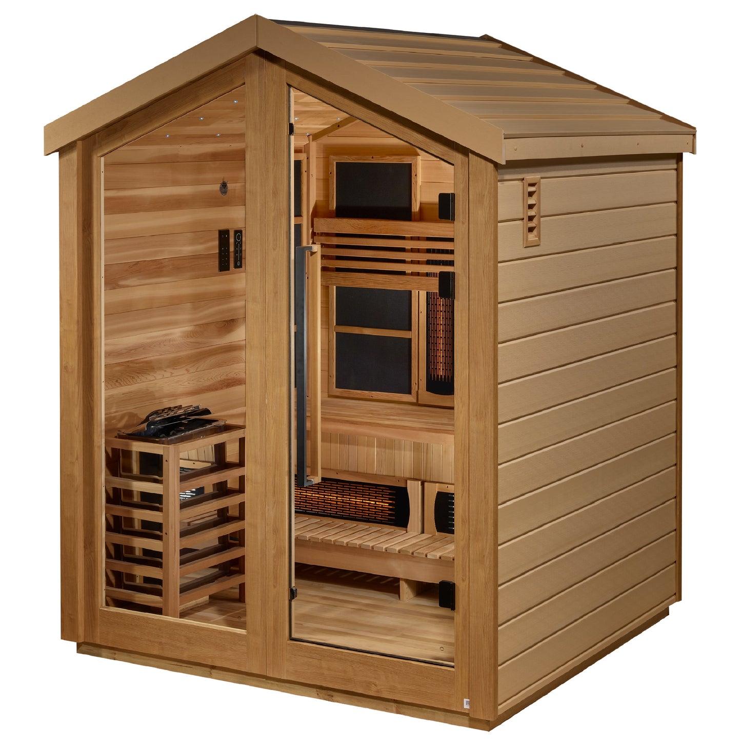 Golden Designs "Loviisa" 3-Person Barn Hybrid Outdoor Sauna — Traditional Steam or Full Spectrum Infrared