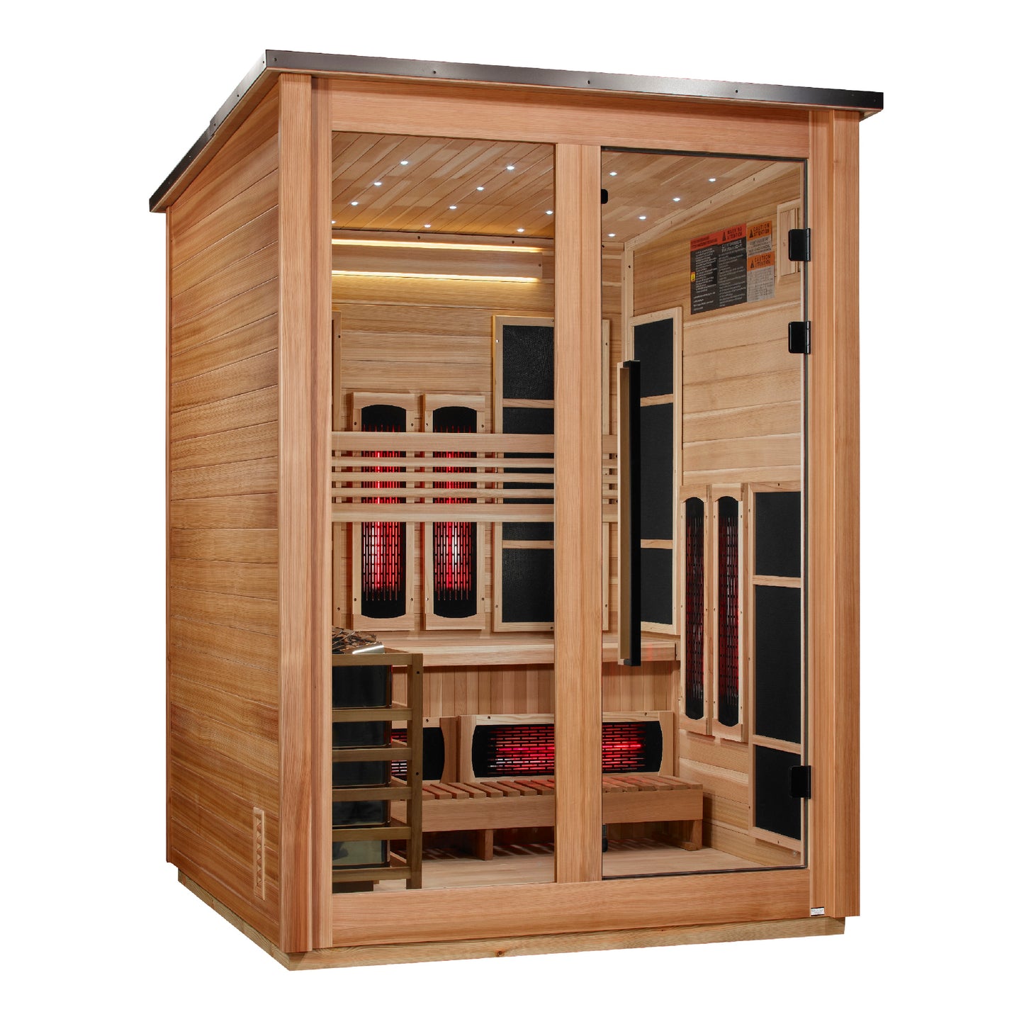 Golden Designs "Loviisa" 3-Person Barn Hybrid Outdoor Sauna (Pacific Cedar) — Traditional Steam or Full Spectrum Infrared