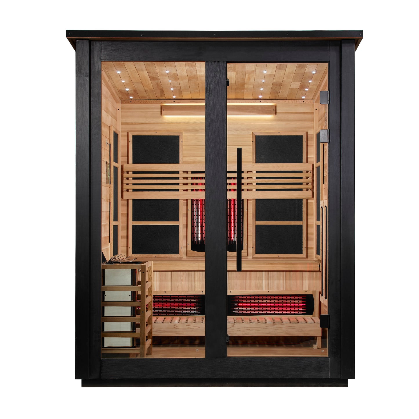 Golden Designs "Loviisa" 3-Person Barn Hybrid Outdoor Sauna (2 Tone) — Traditional Steam or Full Spectrum Infrared