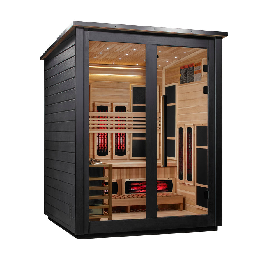 Golden Designs "Loviisa" 3-Person Barn Hybrid Outdoor Sauna (Black) — Traditional Steam or Full Spectrum Infrared