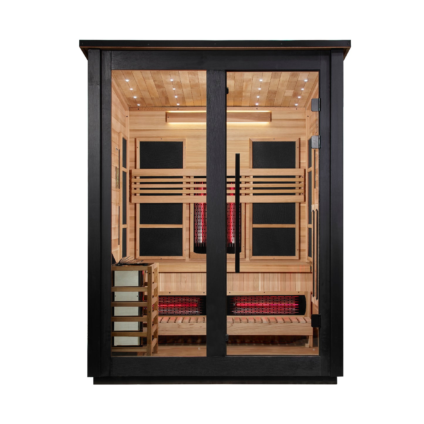 Golden Designs "Loviisa" 3-Person Barn Hybrid Outdoor Sauna (Black) — Traditional Steam or Full Spectrum Infrared