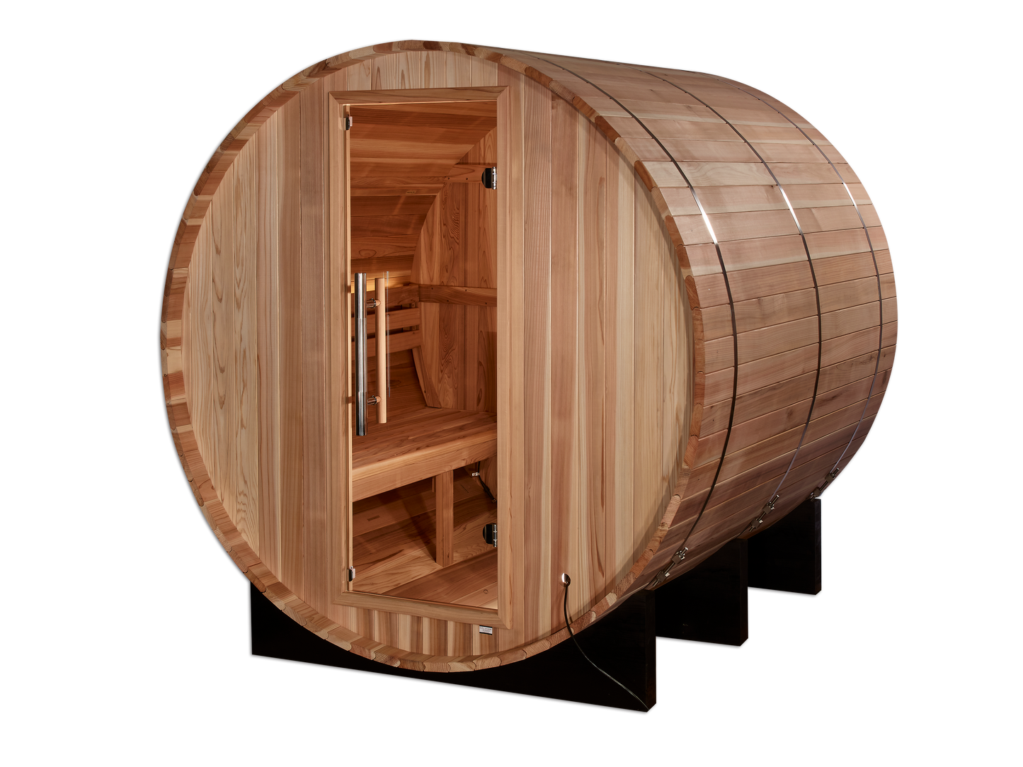 Golden Designs "Arosa" 4-Person Pacific Cedar Barrel Sauna with Traditional Finnish Stove