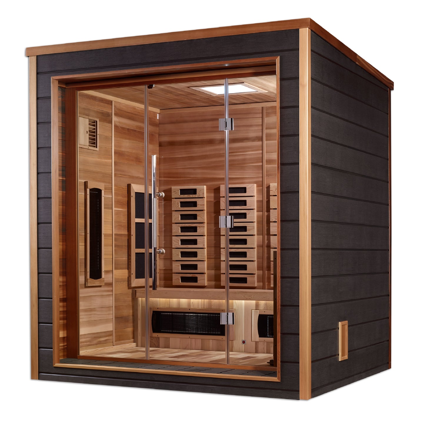 Golden Designs "Visby" 3-Person Hybrid Outdoor Sauna — Traditional Steam or Full Spectrum Infrared