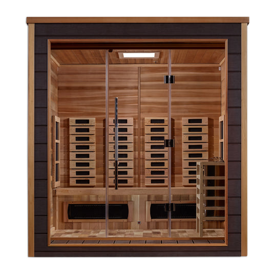Golden Designs "Visby" 3-Person Hybrid Outdoor Sauna — Traditional Steam or Full Spectrum Infrared