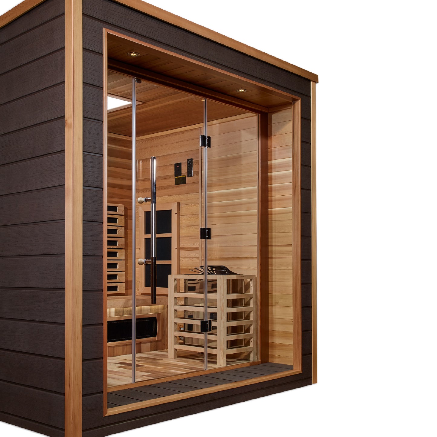 Golden Designs "Visby" 3-Person Hybrid Outdoor Sauna — Traditional Steam or Full Spectrum Infrared