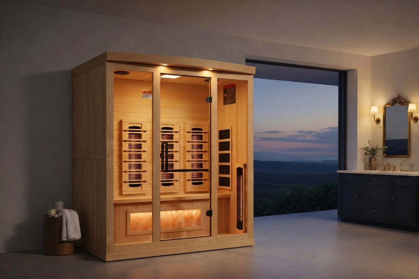 Golden Designs 2025 Full Spectrum 8000 Reserve Series 3 - Person Infrared Sauna with Himalayan Salt