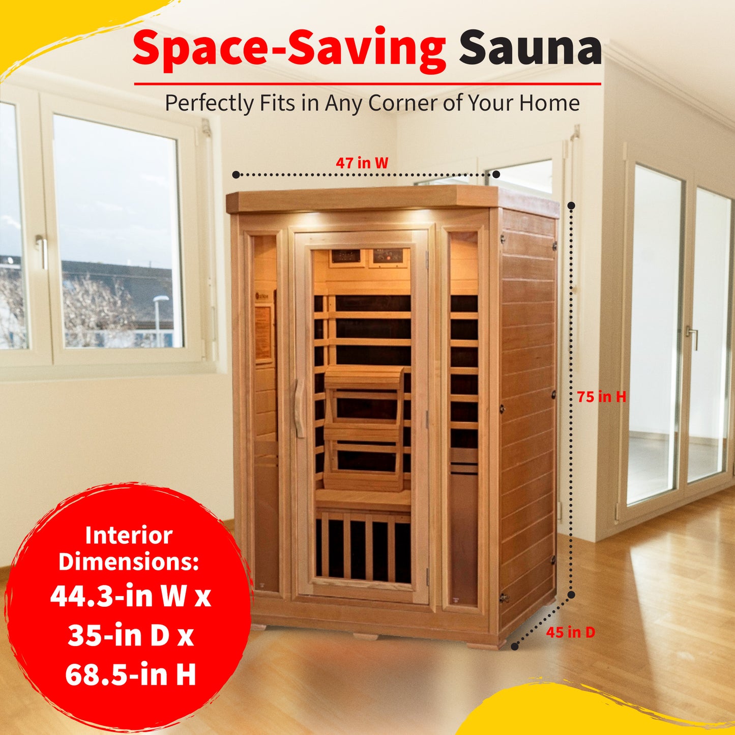 HeatWave Sonoma 2-Person Hemlock Infrared Sauna with 6 Carbon Heaters