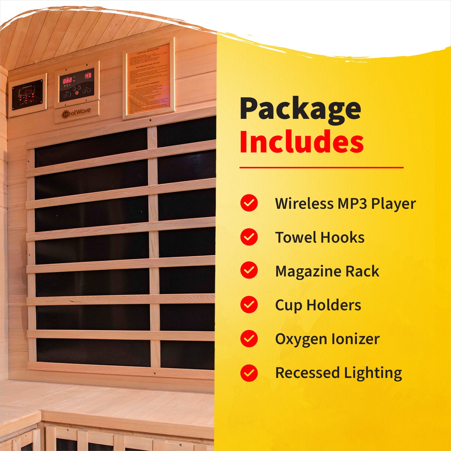HeatWave Sonoma 3-Person Hemlock Infrared Corner Sauna with 7 Carbon Heaters