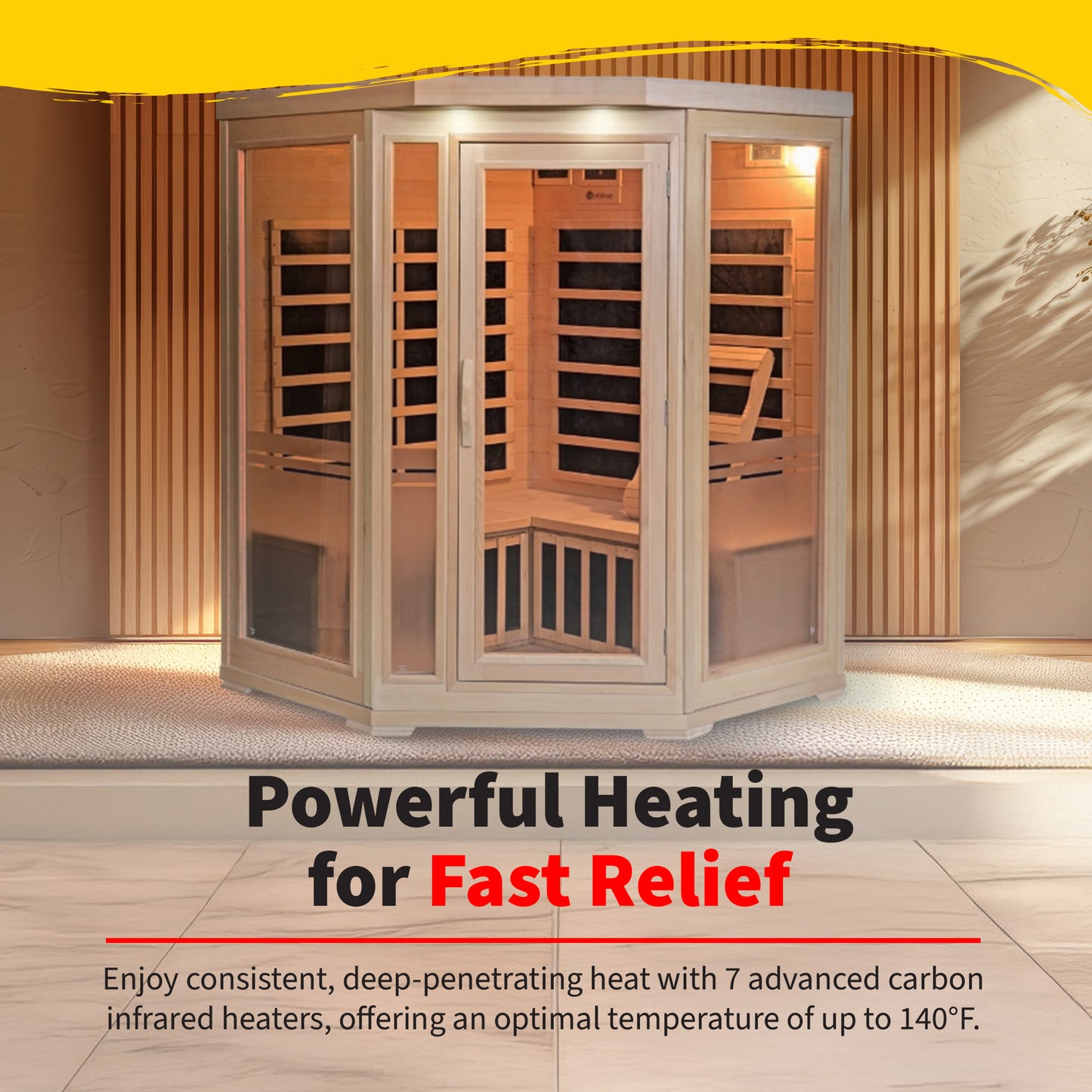 HeatWave Sonoma 3-Person Hemlock Infrared Corner Sauna with 7 Carbon Heaters