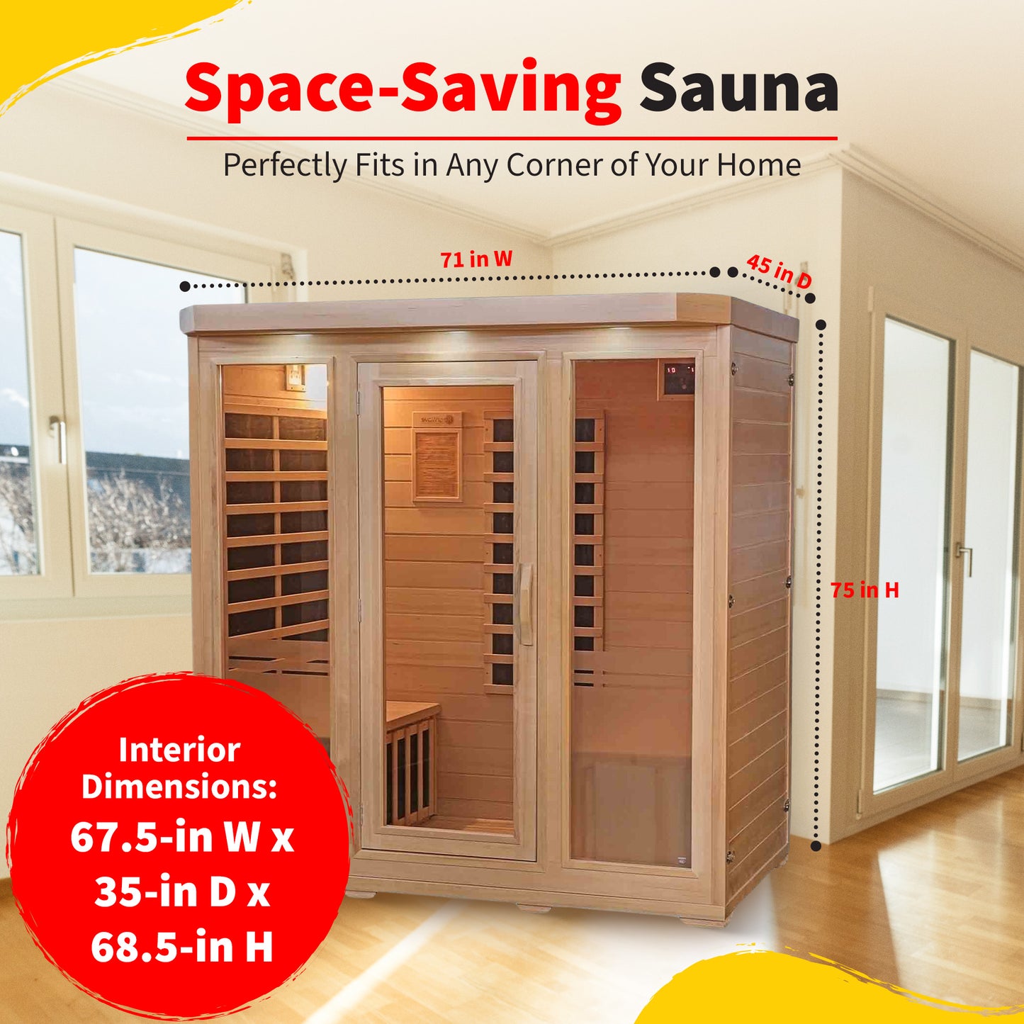 HeatWave Sonoma 4-Person Hemlock Infrared Sauna with 9 Carbon Heaters